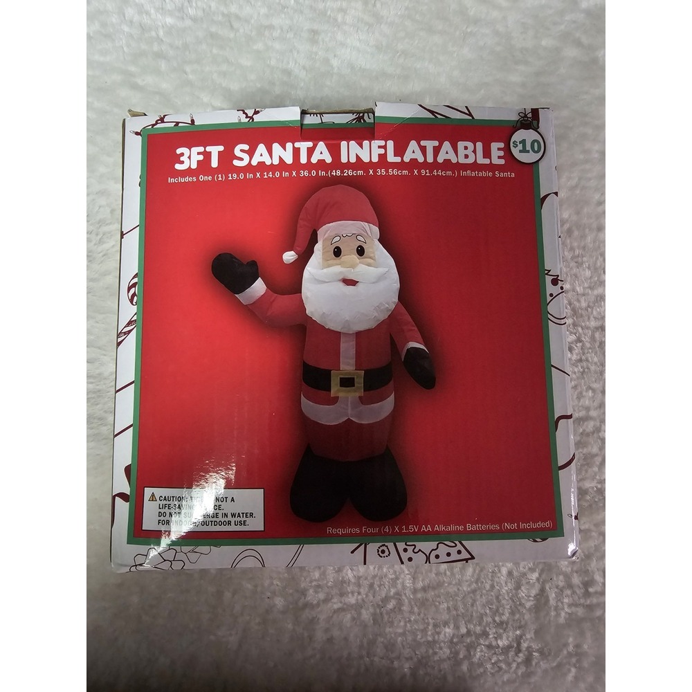 3 Ft Indoor Battery Operated Inflatable Santa Christmas‎ Decor